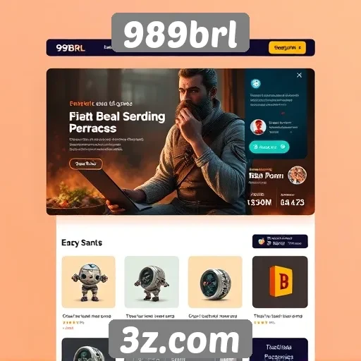 Navegação e interface do site 989brl em destaque